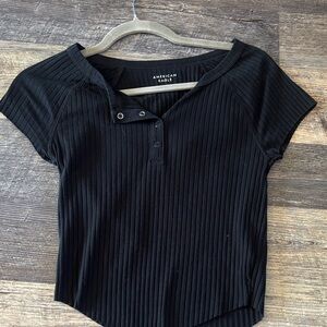American Eagle Outfitters Black Ribbed Bodysuit